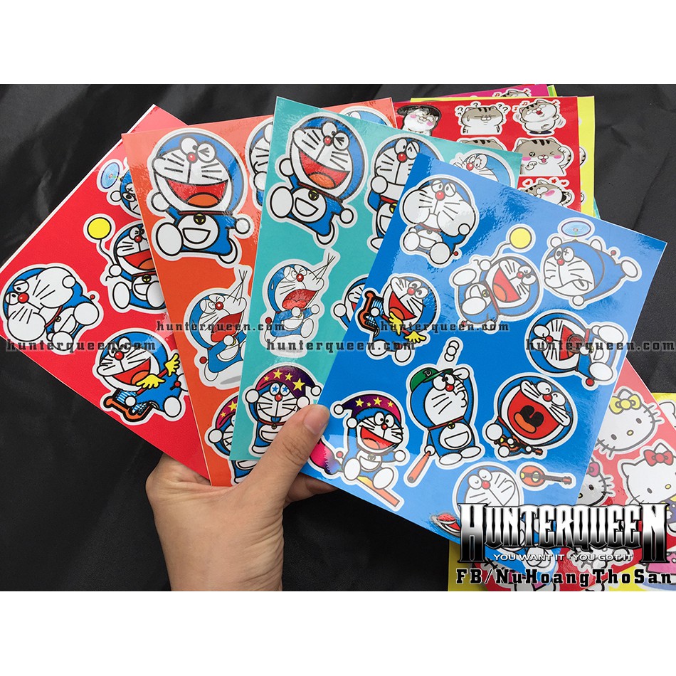 Bộ hình dán Doremon. Logo trang trí, sticker Doraemon đặt in theo yêu cầu, chống nước