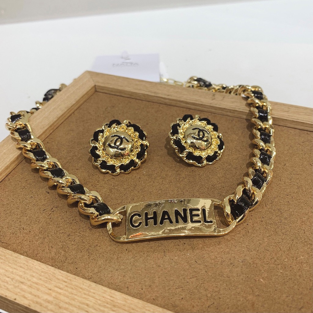 Dây chuyền choker móc xích thương hiệu phong cách Hàn Quốc trưởng thành quyến rũ (khuyên tai bán lẻ)