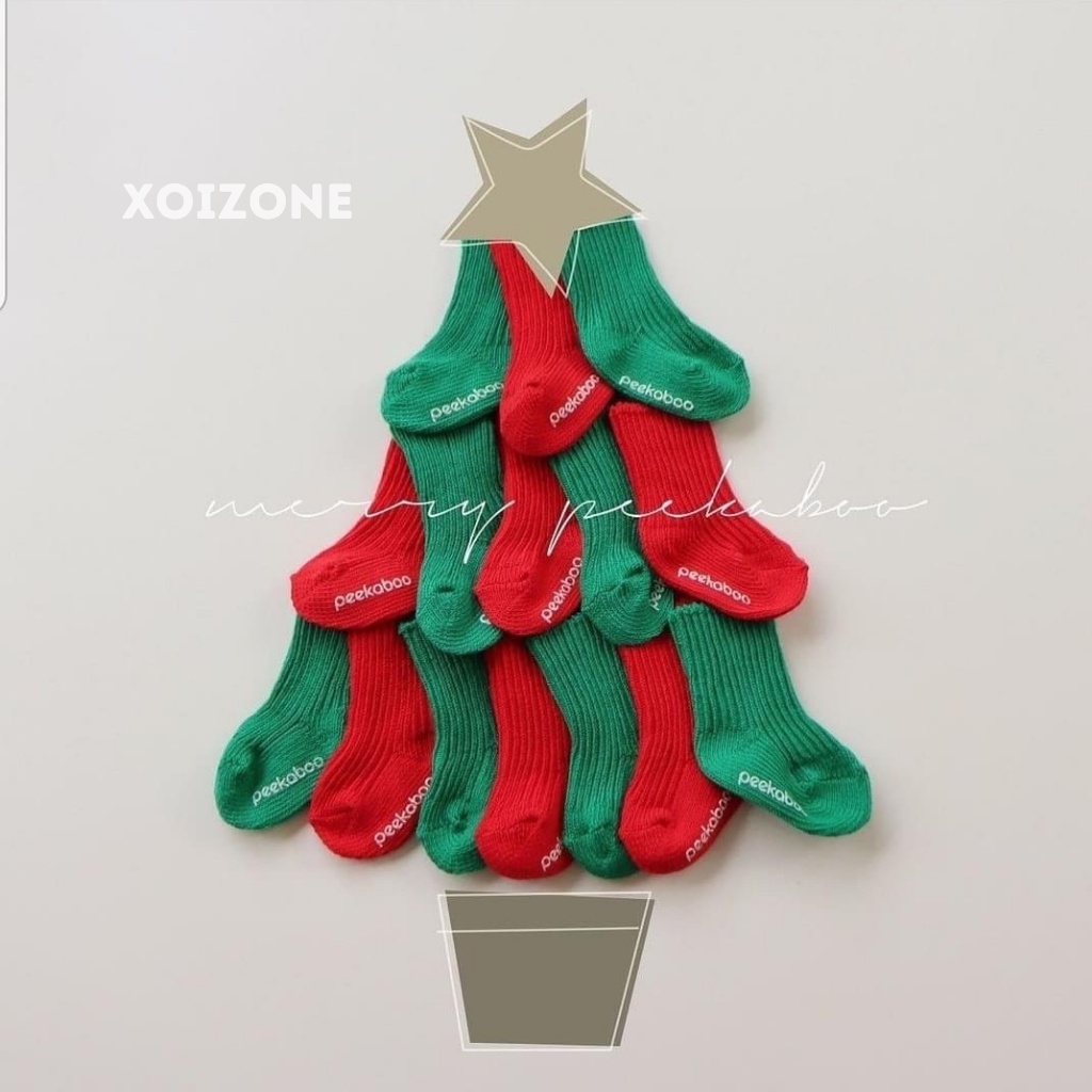 Set 2 đôi tất Noel Peekaboo cho bé Hàn Quốc từ sơ sinh