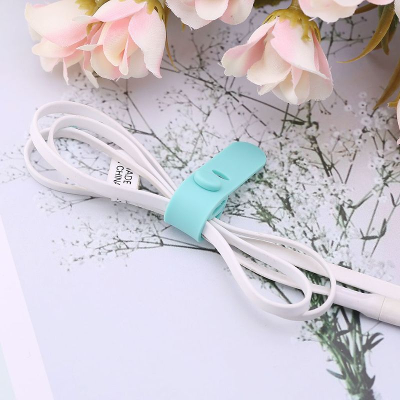 Bộ 4 dây buộc giữ dây cáp USB/tai nghe gọn gàng bằng silicon mềm