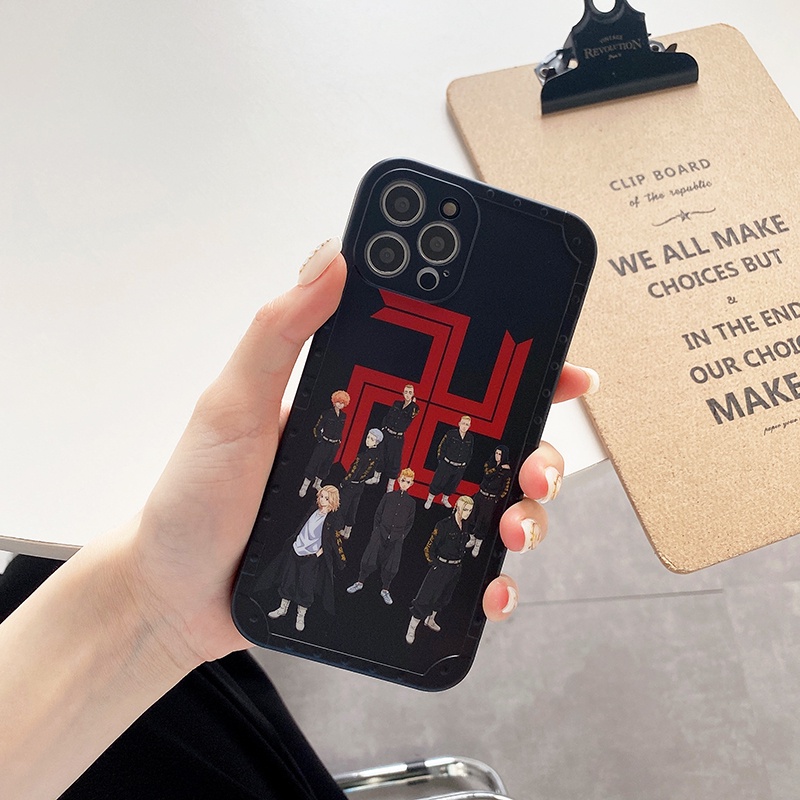 Ốp điện thoại dẻo nhám bảo vệ camera họa tiết anime Tokyo Revengers cho iPhone 13 12ProMax X XSMax XR SE2 7 8Plus 11ProMax