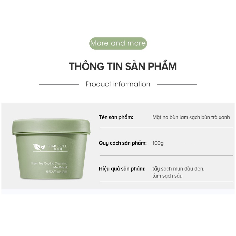 Mặt nạ IMAGES bùn trà xanh MMZ061 loại bỏ mụn đầu đen làm săn chắc da mặt 100g