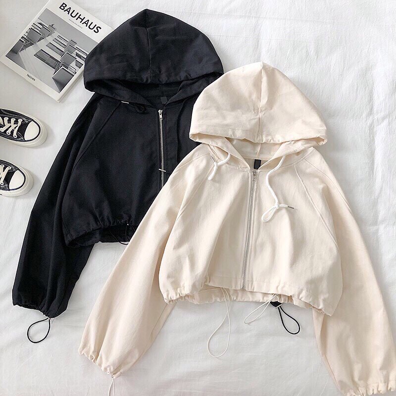 ✤✶☂ÁO KHOÁC TUỔI TEEN KIỂU CROPTOP IN CHỮ SICK ,DÙ DÂY RÚT DÙ NỮ