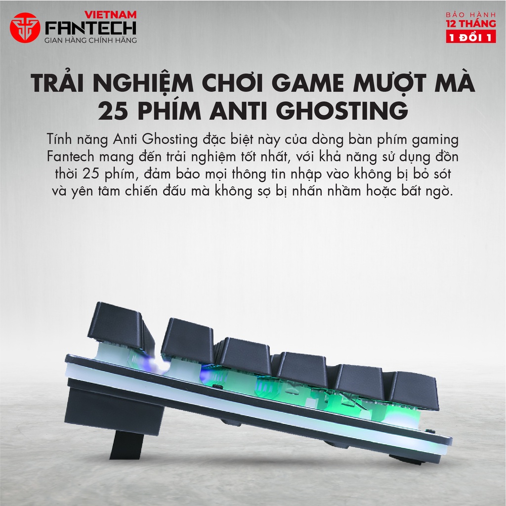 Bàn phím máy tính Gaming FANTECH K613L FIGHTER II 19 Phím Anti Ghosting LED 3 chế độ - Hàng phân phối chính hãng - Bảo h