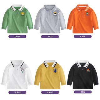 Áo POLO bé trai XILIBA áo thun dài tay có cổ cho bé họa tiết đáng yêu hàng xuất KOREA