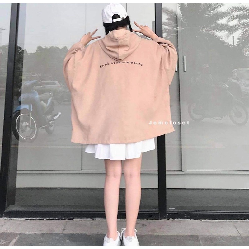 Áo hoodie 🌸 Áo khoác PHULA có mũ form rộng có khóa kéo unisex hai màu SỮA BE dành cho nữ chất nỉ tàu Ulzzang | BigBuy360 - bigbuy360.vn