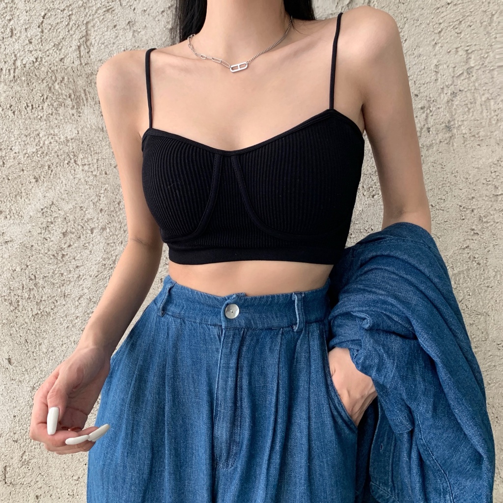 Áo Croptop Màu Trơn Dễ Phối Đồ Thời Trang Hàn Quốc