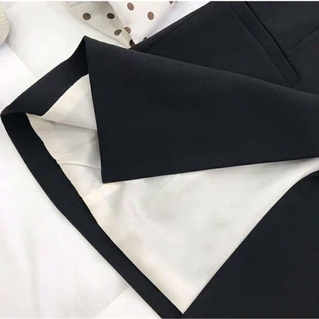 Áo khoác vest blazer thu Đông cúc đôi phối tay bi cho nàng công sở