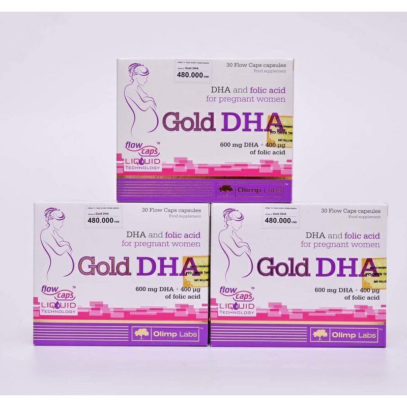 Gold DHA - Viên uống bổ sung DHA và axit folic cho phụ nữ có thai và cho con bú. Giúp não bộ thai nhi phát triển tốt