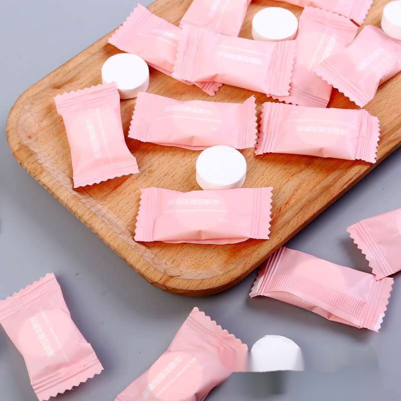 Gói 10 Khăn lau mặt cotton dạng nén dùng một lần sử dụng khi đi du lịch hoạt động ngoài trời