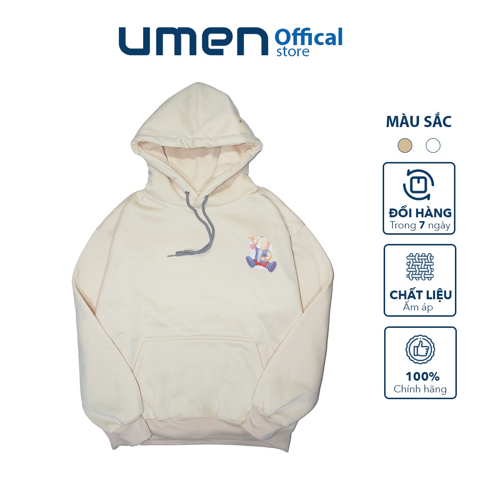 Áo Hoodie Tedy nam nữ Unisex form rộng, vải nỉ dày UMEN