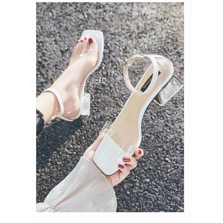 Giày Sandal Cao Gót Hở Ngón Quai Trong Suốt Thời Trang Mùa Hè 2022