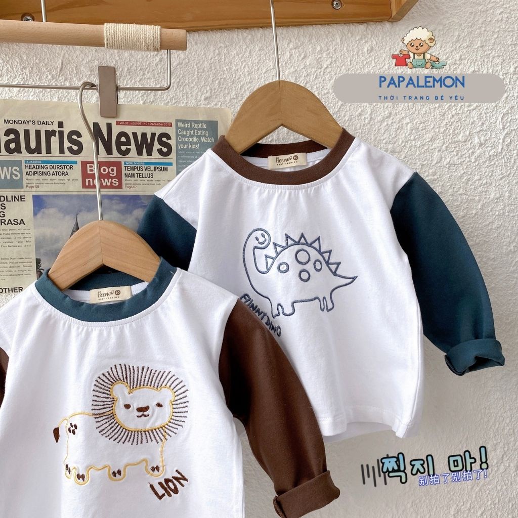 Đồ bộ cho bé trai, B010, bộ thu đông bé trai với chất liệu vải áo cotton mềm mại phối quần linen nhẹ mát, PAPALEMON
