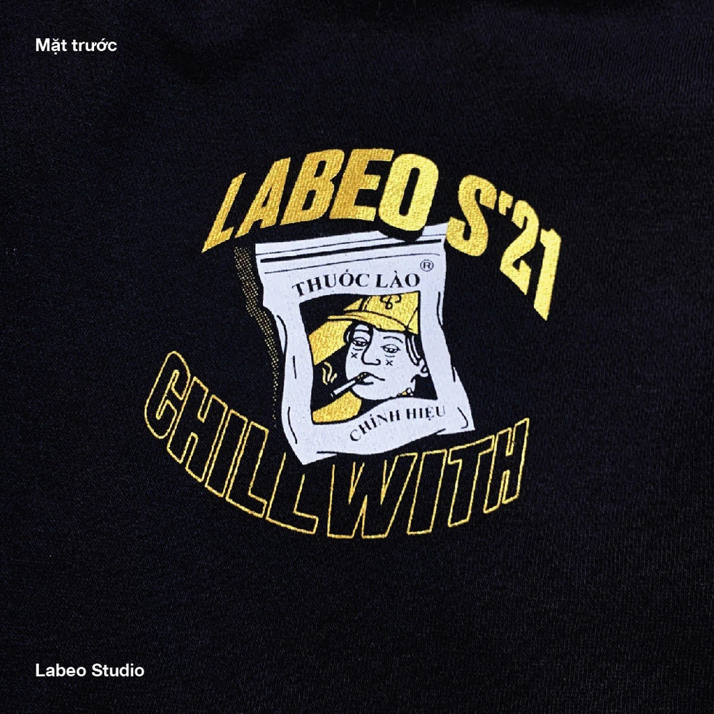 LB17 Áo sweater điếu cày vàng Labeo Áo nỉ dáng rộng dày dặn