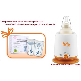 Combo máy hâm sữa 4 chức năng FB3002sl và 30 túi trữ sữa Unimom Hàn Quốc