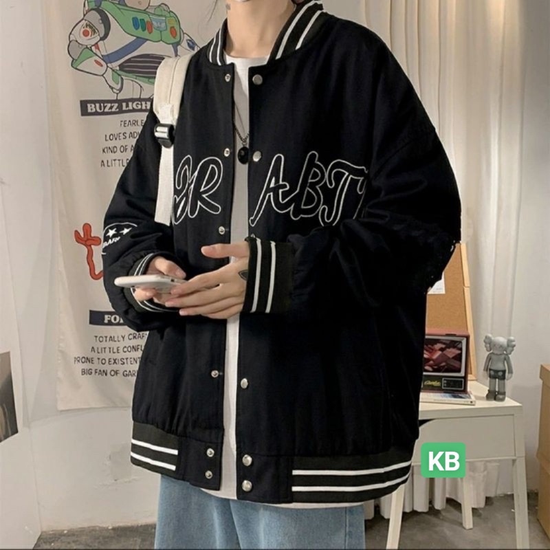 Áo Khoác Bomber ABJ Gió 1 Lớp From Thụng Dáng Unisex Nam Nữ