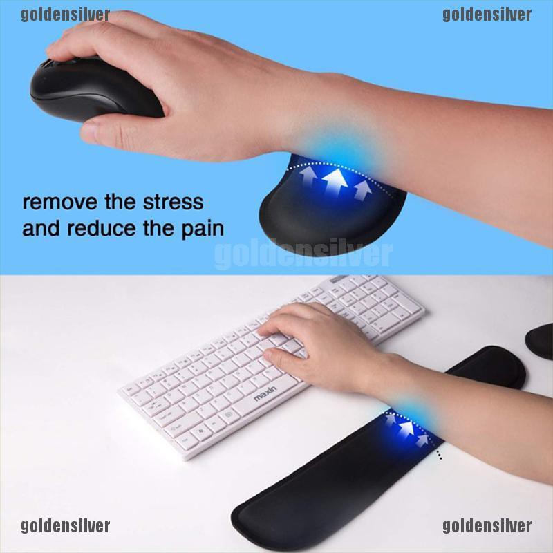 Bộ đệm lót chuột bằng gel silica + đệm cao su non kê cổ tay khi sử dụng bàn phím cho PC
