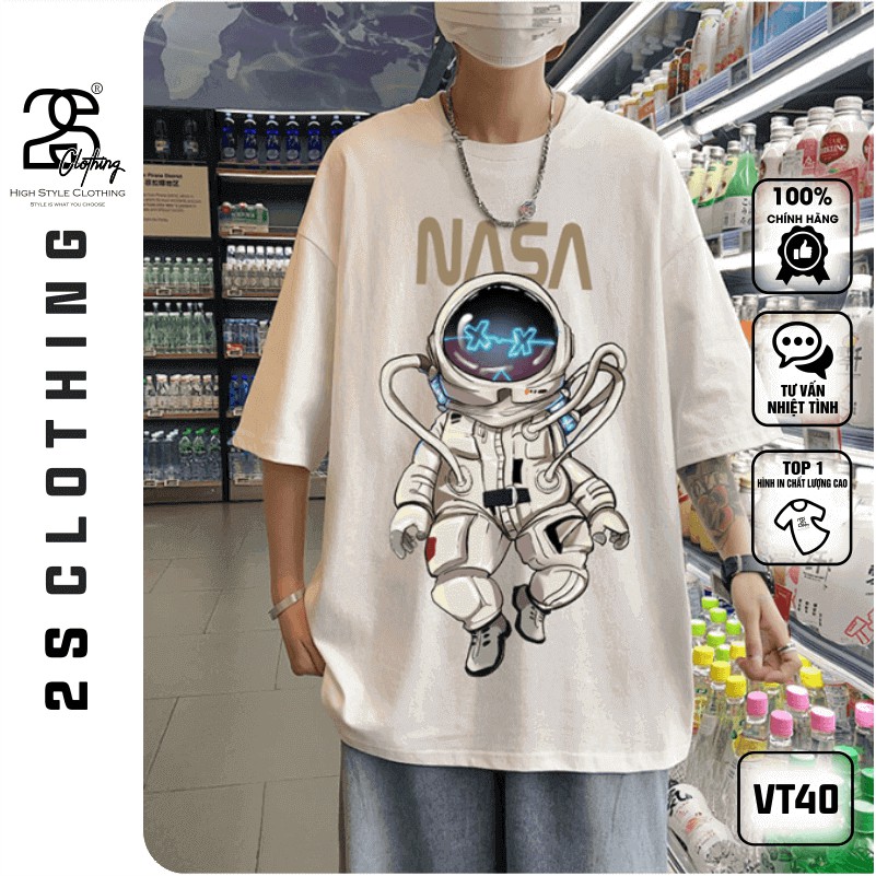 Áo Thun Nam 2s Clothing Cổ Tròn Form Rộng Streetwear Áo Phông Nam Form Rộng Basic Cotton Oversize Giá Rẻ In Phi Hành Gia