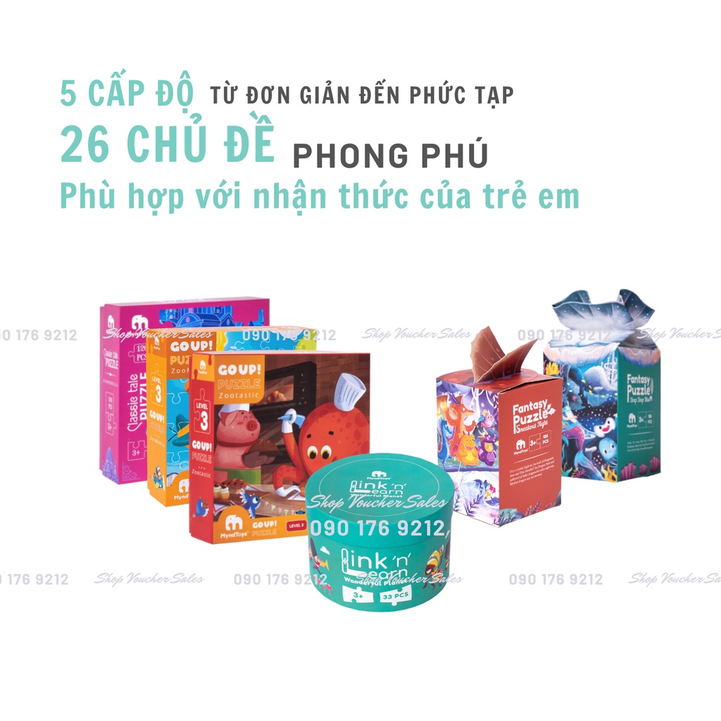 Đồ chơi Bộ Xếp hình Ghép Hình MyndToys Thăng Cấp Từ dễ đến khó cho bé 1-8 tuổi - PUZZLE MyndToy Mynd Toy ghép hình