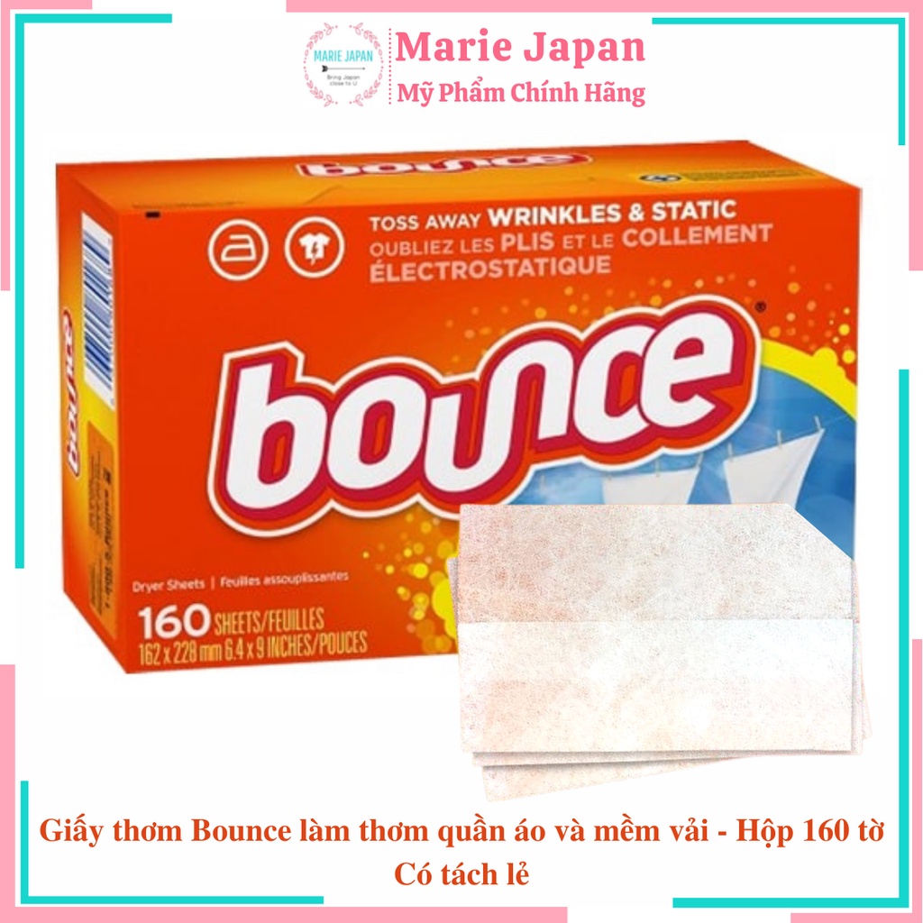 Giấy thơm Bounce làm thơm quần áo và mềm vải Mỹ