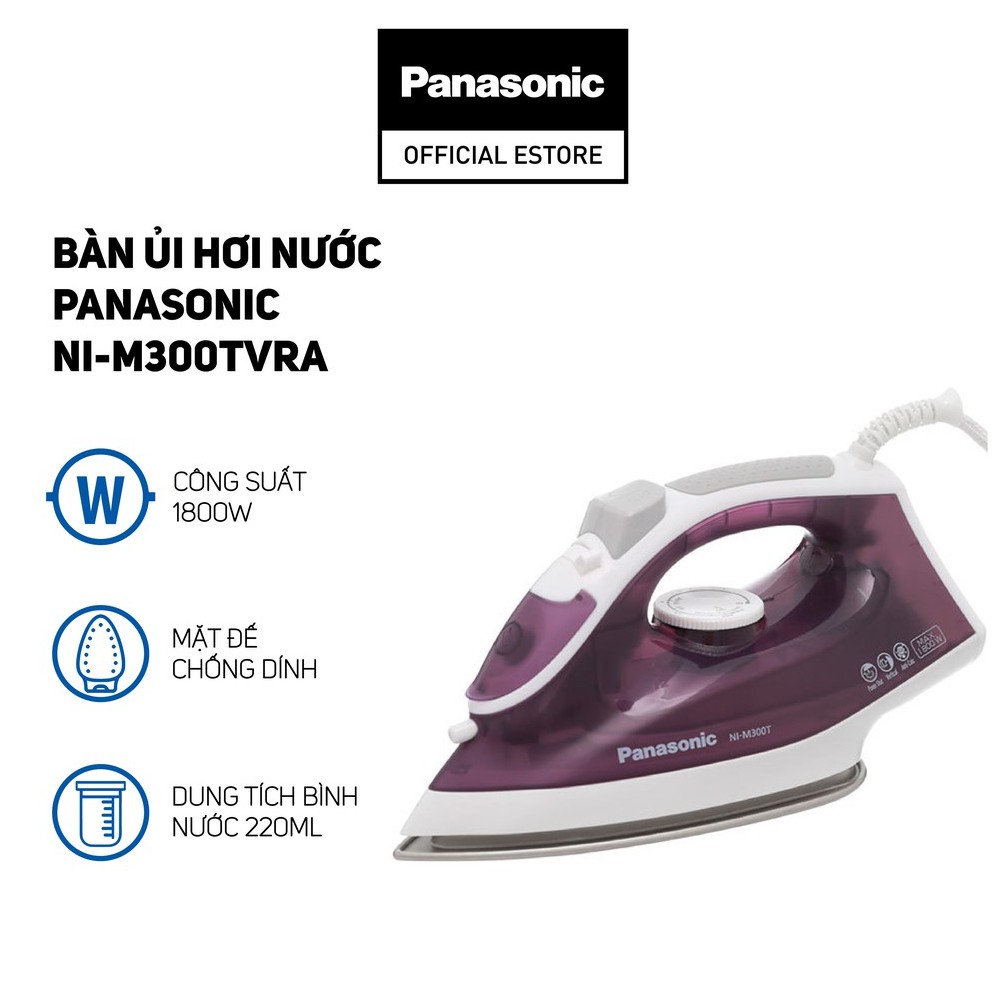 [Mã ELPANA09 giảm 5% đơn 500k] Bàn Ủi Hơi Nước Panasonic NI-M300TVRA Tím/ NI-M300TARA Xanh Dương - Hàng Chính Hãng