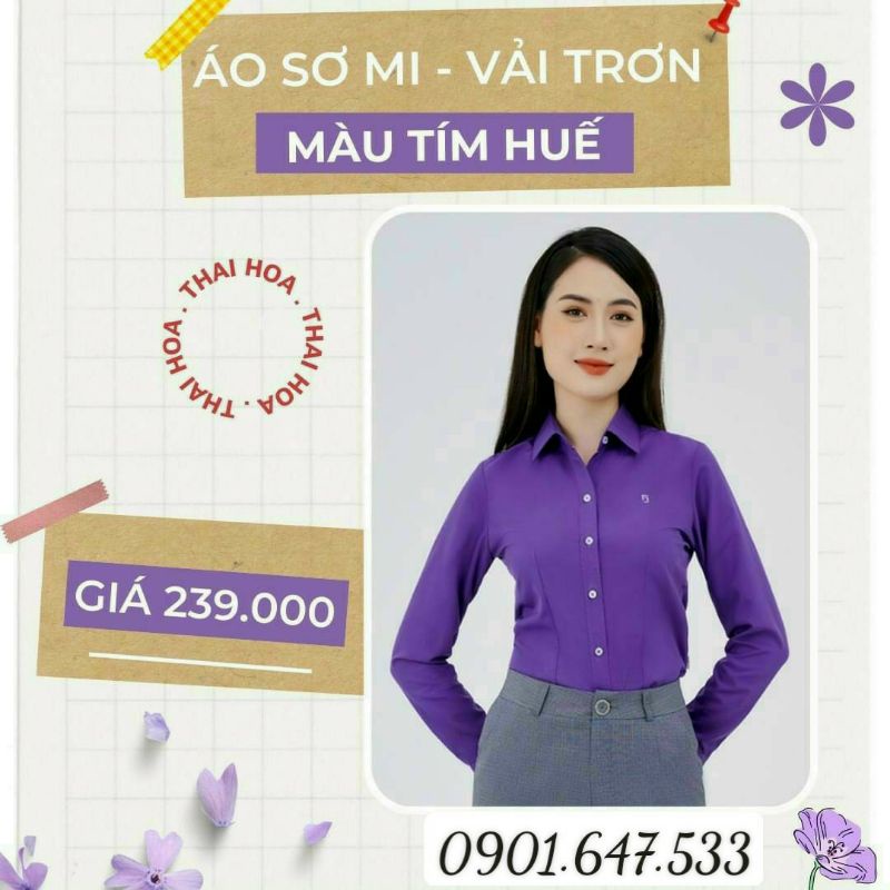 Áo sơ mi Thái Hòa tím Huế sang trọng chuẩn quý cô