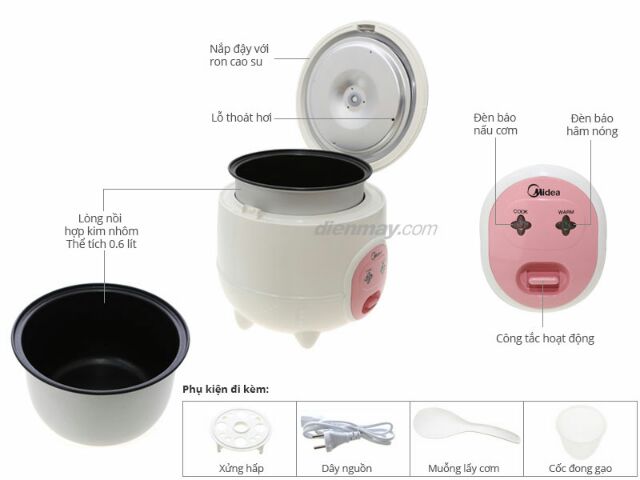 Nồi cơm điện Midea MR-CM06SA 0.6L (Bảo Hành 12 Tháng Chính Hãng Midea) | BigBuy360 - bigbuy360.vn