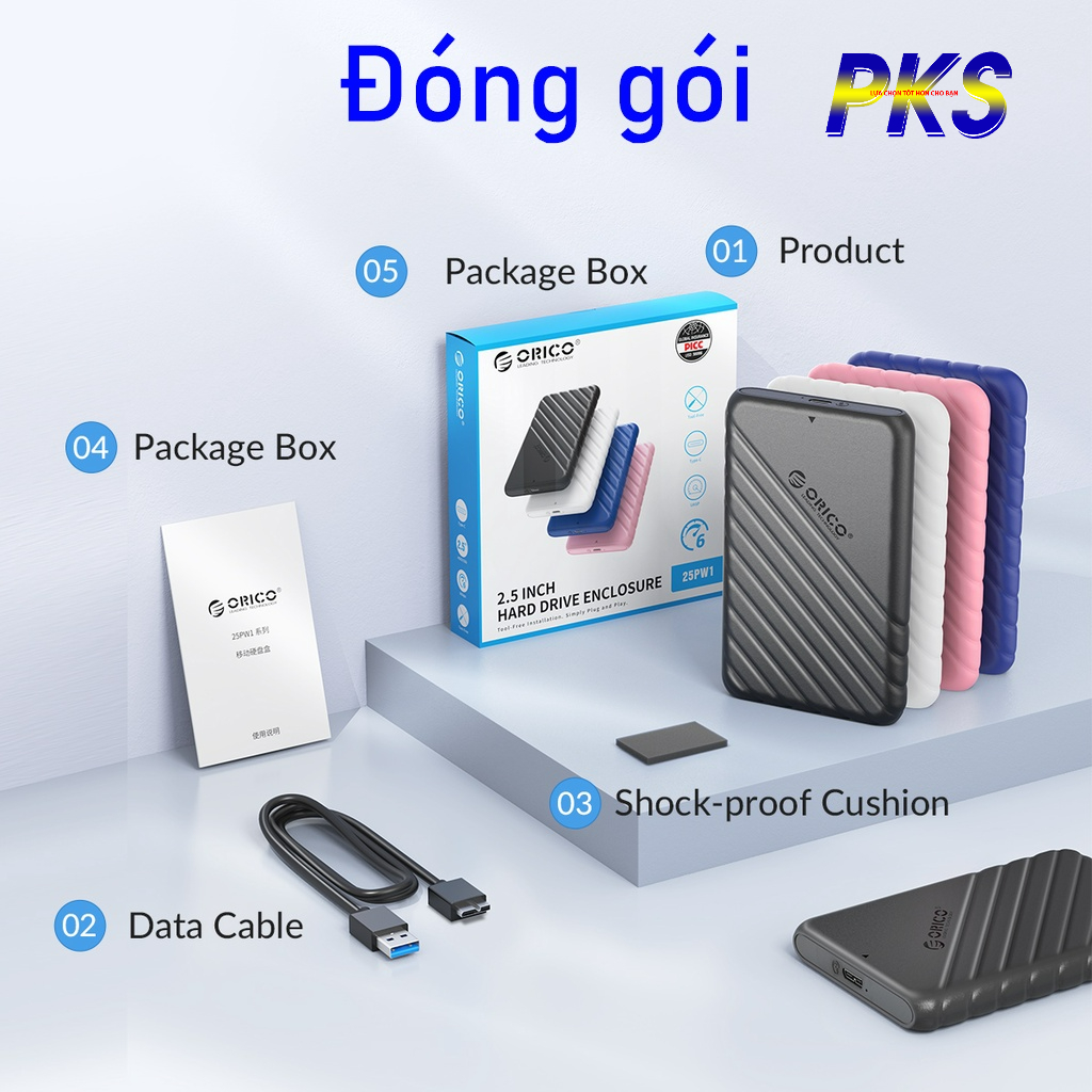 Hộp Đựng Ổ Cứng Chuyển Đổi HDD SSD Sata Sang USB 3.0 5Gbps 4TB SSD HHD 2.5 inch Orico 25PW1 - hàng chính hãng