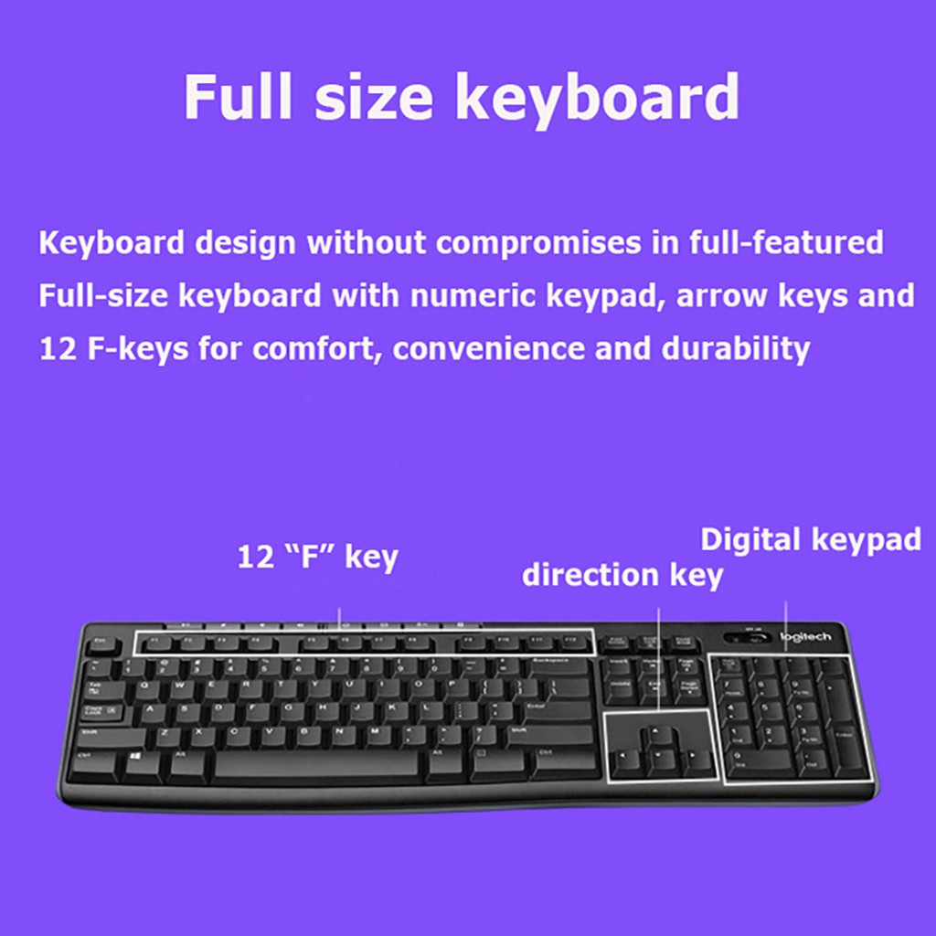 Logitech mk270 Keyboard dan Mouse Wireless 2.4GHz dengan Baterai Panjang