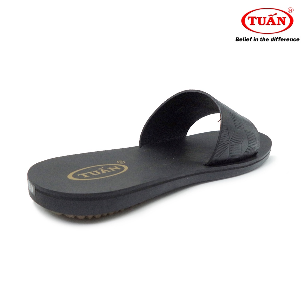 Dép nam da dép quai bảng ngang đế bằng thương hiệu Tuấn DXHU-09H