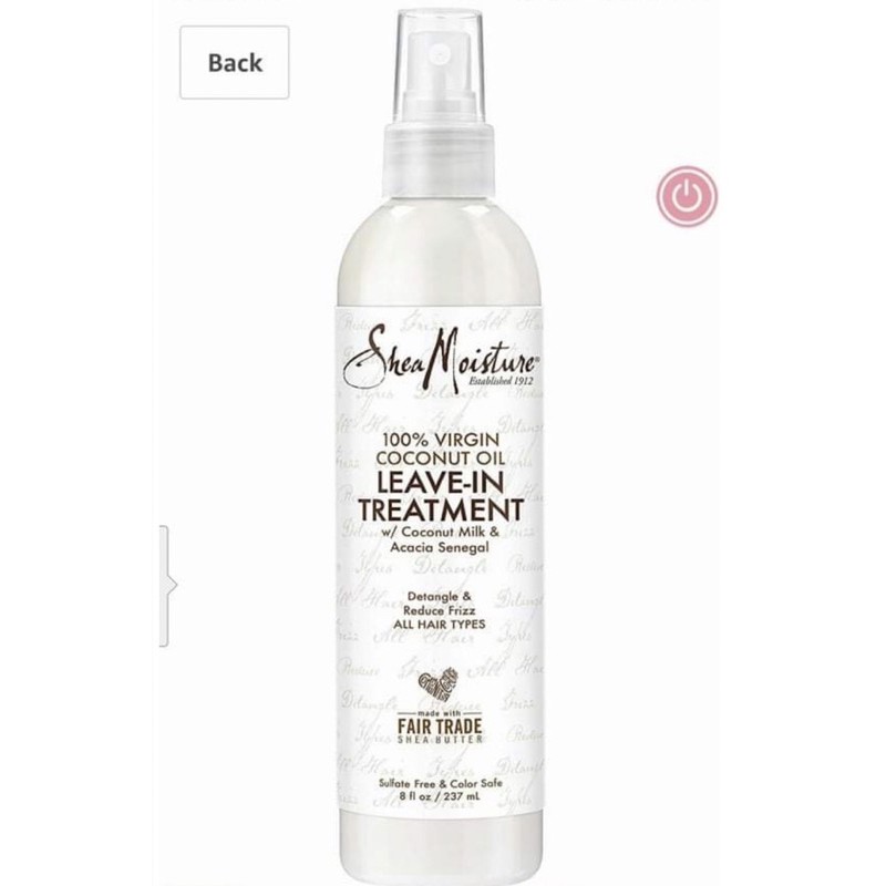 Bill US  - Xịt dưỡng tóc Sheamoisture 100% VIRGIN COCONUT OIL LEAVE IN TREATMENT 237ml Shea Moisture