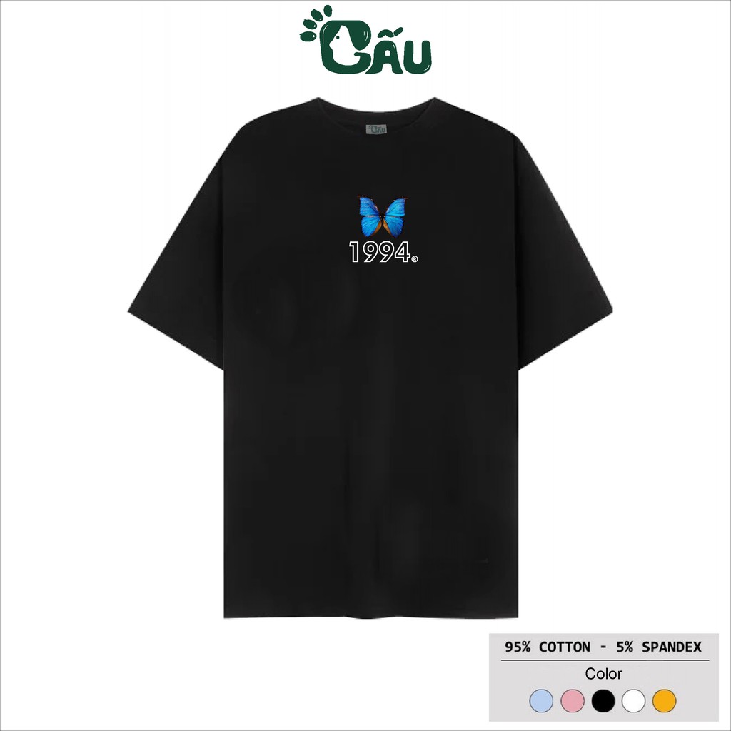 Áo thun tay lỡ Gấu194 unisex form rộng, vải coton mềm mịn co dãn 4 chiều - Bướm 1994