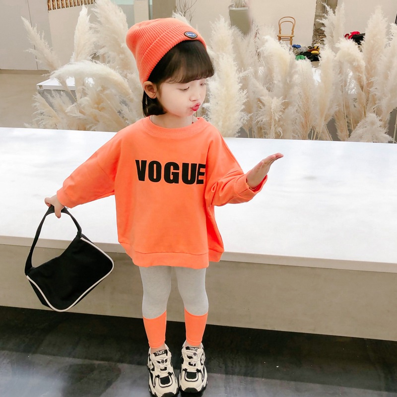 Set áo sweater tay dài và quần legging thời trang Hàn Quốc cho bé