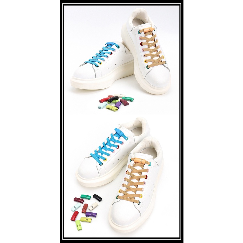 1 Cặp Dây Giày Nam Châm Co Giãn Màu Trắng/Đen