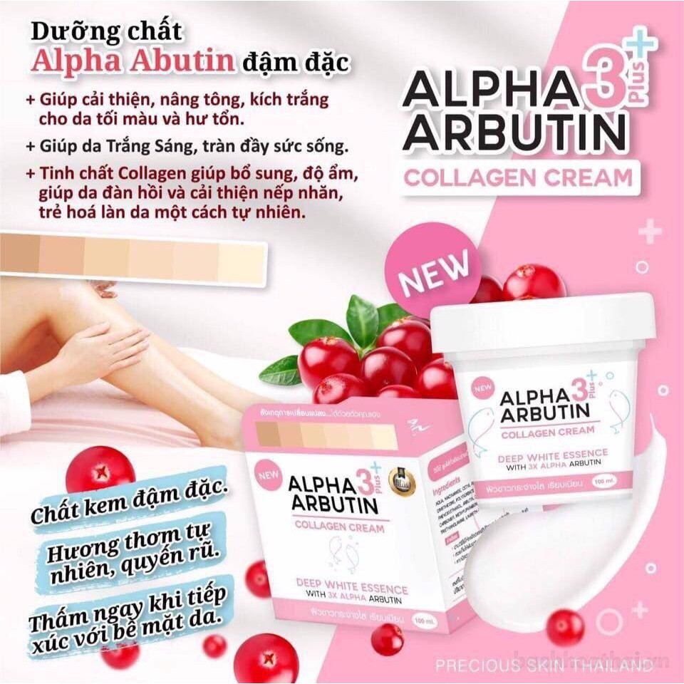 Kem dưỡng thể trắŉg da Alpha Arbutin 3+Plus collągen Cream Thái Lan