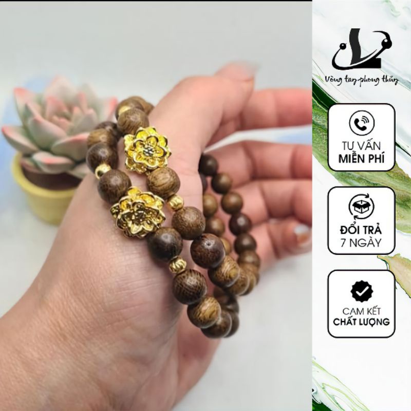 Vòng Tay Trầm Hương Mix Hoa Sen Vàng Tặng Kèm Hộp Gấm   N1 | BigBuy360 - bigbuy360.vn