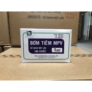 Hộp 100 Bơm tiêm MPV 1ml 25G 26G 13mm lắp kim meso