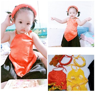 set yếm đào kèm mấn cho bé có size từ 1-8tuổi