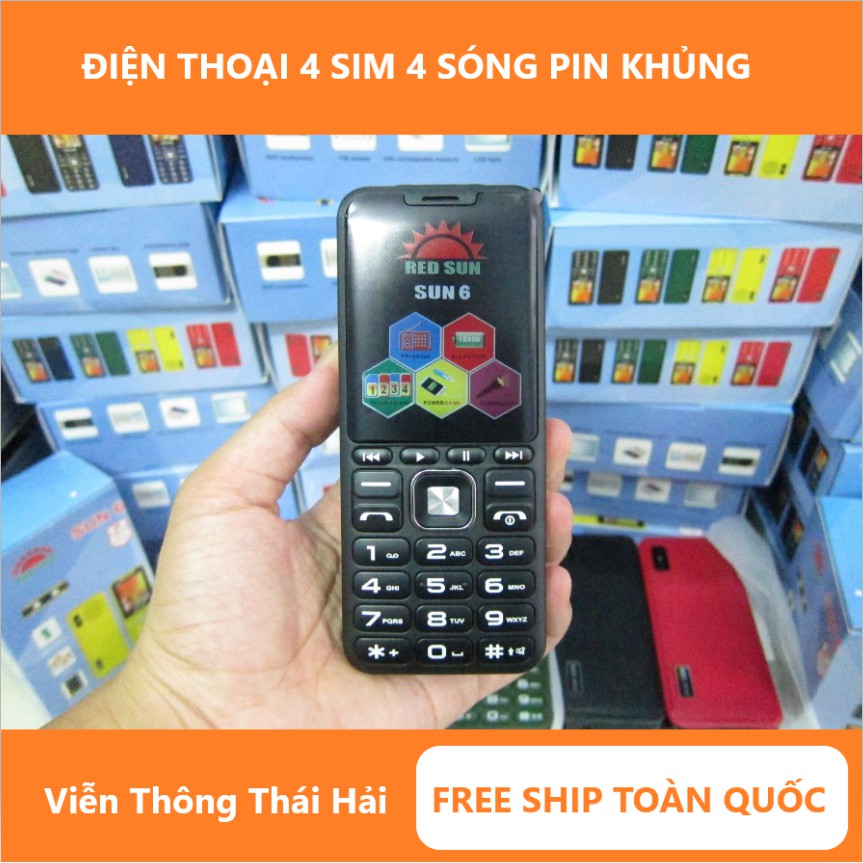 Điện Thoại 4 Sim Red Sun 4 Sóng Online Pin Khủng 18.800 mAh
