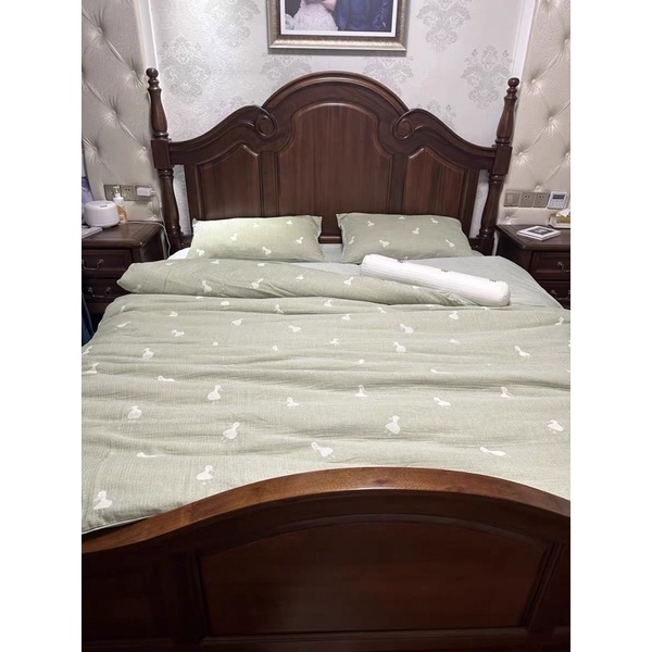 Bộ chăn ga gối Đũi Linen Hàn quốc vintage