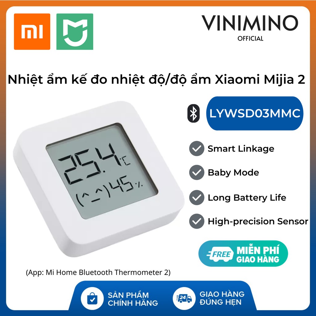 Nhiệt Ẩm Kế Xiaomi Mijia gen2 - Ẩm kế thông minh Xiaomi Mijia gen2 LYWSD03MMC | Vinimino