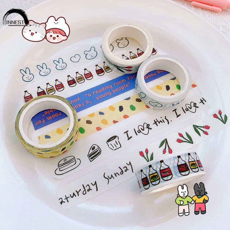 Cuộn Băng Keo Giấy Washi Họa Tiết Hoạt Hình Đáng Yêu Trang Trí Sổ Tay Đa Ứng Dụng