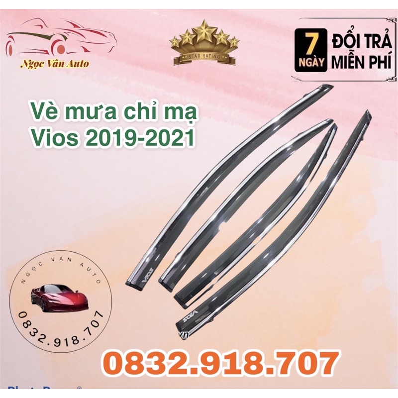 Vè mưa chỉ mạ Vios 2019 - 2021 Hàng cao cấp  ( chỉ viền inox )