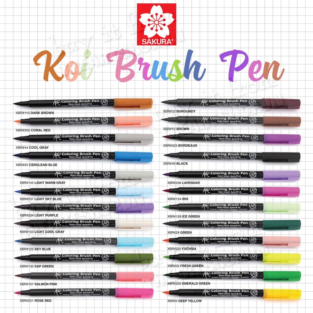 THEARTSHOP Bút cọ thư pháp màu nước SAKURA (Bán lẻ) - SAKURA KOI Coloring Brush Pen
