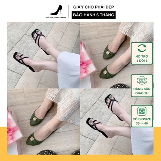 Giày Đế Bệt Phối Nơ Rêu Và Dép Kẹp Nữ Đen Thanh Lịch Hoàng Thanh Combo 3
