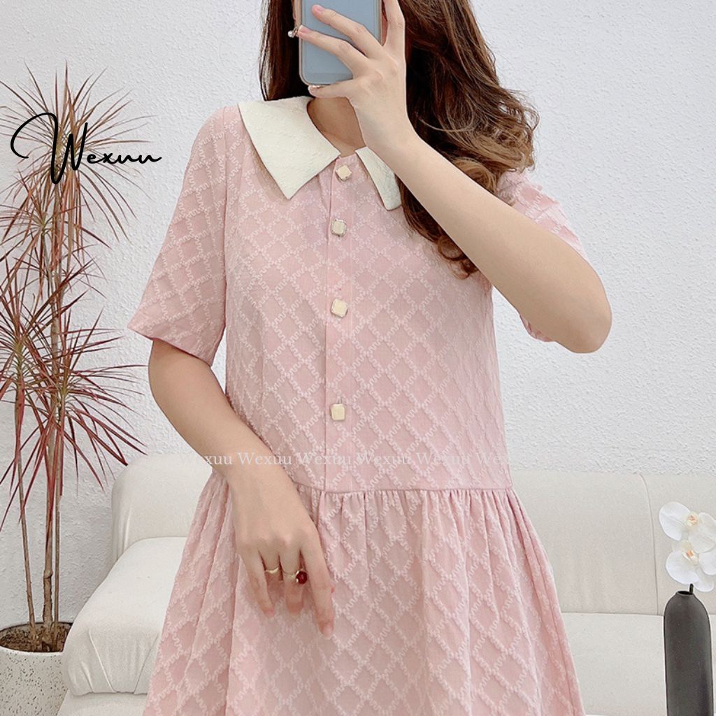 Đầm nữ thiết kế Wexuu Design dáng babydoll cổ tròn xòe nhẹ trẻ trung, chất liệu mềm mát cao cấp - V05 họa tiết