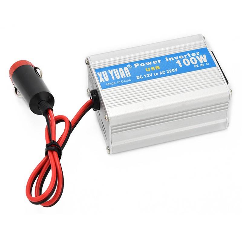 SUN 100W Car and Home Power Inverter DC 12V/24V to AC 220V Power Converter Short Circuit Automatic Protection Inverter