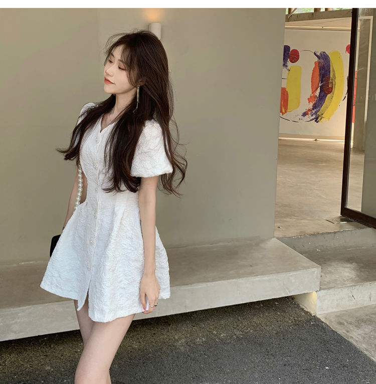 Đầm Tay Phồng Hở Lưng Cổ Chữ V Gợi Cảm Cho Nữ | BigBuy360 - bigbuy360.vn