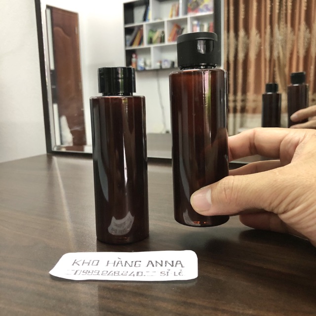 [ Chai Lọ Giá Sỉ ] Bình nhựa, chai nhựa rỗng 100ml màu nâu xịt sương, xịt giọt, vòi nhấn nhỏ giọt, nắp bật đen, nắp nhôm