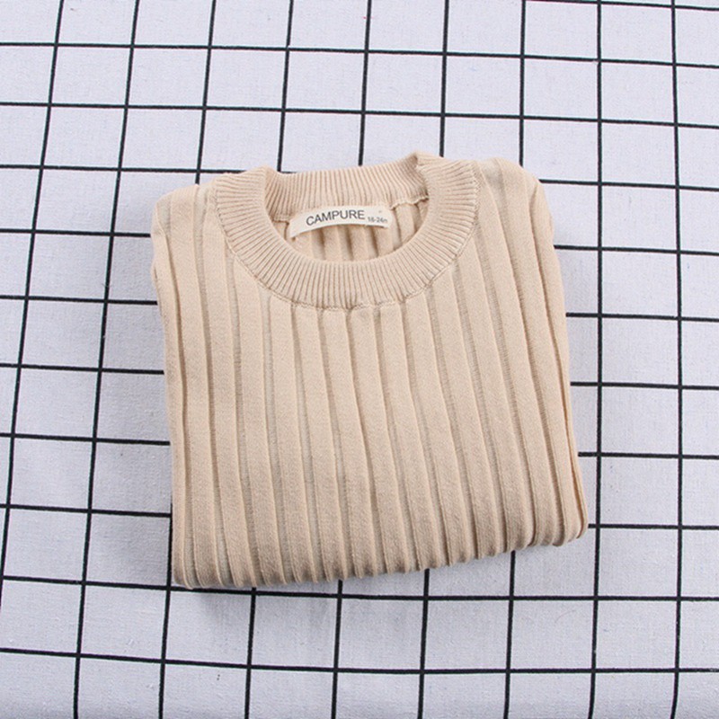 Áo len cổ tròn dài tay màu trơn thời trang cho bé 1-6 tuổi